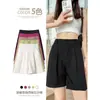 Shorts de Terno Coloridos para Mulheres Shorts de Perna Larga Verão Finos Cintura Alta Largos Emagrecedores Retos Casuais Respiráveis