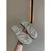 Sandalias Planas de Moda Estilo Hada 2025 Popular en Internet Chanclas de Playa de Alta Venta con Pedrería para Mujer