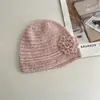 Gorro de Punto con Flor de Lentejuelas para Dedos del Pie, Transpirable de Malla para Mujer, Primavera y Verano, Informal, Versátil, Retro, Gorro para el Frío, Gorro Protector de Orejas para Cara Pequeña