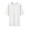 Camiseta de algodão de manga curta 200 gramas masculina e feminina roupa para casais primavera e verão 2024 atacado cor sólida ombro caído versão leve versão em branco