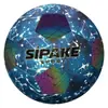 Balón de fútbol reflectante de colores transfronterizo, talla 5, balón de fútbol luminoso de PU cosido a máquina, talla 4, balón fluorescente brillante escolar de competición al por mayor