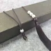 Juego de pulseras de cuerda para la mano con nudo de la paz y borlas de perlas, accesorio de estilo antiguo Hanfu, borlas temáticas de anime, lazo libre