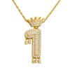 Colar com Pingente de Número da Sorte de Cobre Luxuoso Popular Europeu e Americano com Zircônia Incrustada, Corrente Torcida Personalizada Hip-Hop