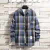 Camisa xadrez masculina, de manga comprida, primavera e outono 2026, novo estilo coreano, moderna, estilosa, camisa masculina casual