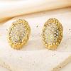 Europa y Estados Unidos populares hebilla de oreja ovalada de acero inoxidable con diamantes completos comercio exterior temperamento personalidad geometría joyería suministro al por mayor