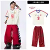 Roupas da Moda Street Dance Infantil Conjunto de Calça Longa de Manga Curta Solta Estilo Hip-Hop para Meninos Roupa de Bateria Hip-Hop Infantil Verão