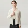 Cardigan de Tricô de Caxemira Novo Outono/Inverno Moda Cor Sólida Simples Amigo da Pele Solto Emagrecedor de Corte Reto Feminino para o Dia a Dia