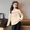 Y2330# Camiseta Básica de Manga Larga para Niños Primavera y Otoño Nueva Camiseta Casual Estilo Occidental con Estampado Camiseta Blanca para Bebé Niña