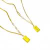 Tienda de Oro Mismo Estilo Pepita de Oro Antigua Fortuna Ladrillo Pequeño de Oro Collar Cadena para Clavícula de Lujo Ligero Simple Versátil para Mujeres