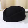 Sombrero de azafata estilo Hepburn francés, boina lisa, bombín de lana para presentaciones en recepción, sombrero elegante vintage para salidas