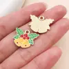 30 accesorios para joyería DIY: Árbol de Navidad de dibujos animados estilo gota de aceite, muñeco de nieve, Papá Noel y campanas como colgantes de regalo hechos de aleación de zinc