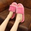 Pantufas de algodão femininas para casa, antiderrapantes, abertas, sapatos de lua, uma palavra, pantufas Mao Mao, pantufas femininas de pelúcia para primavera e outono