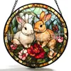 Pingente de Coelho Fofo de Vidro Colorido Ornamento de Vidro para Casa Decoração de Janela Jardim Pegador de Sol