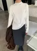 Camiseta Básica de Terciopelo Mousse Cepillado Grueso con Cuello Alto, Efecto Adelgazante y Versátil, Top Cálido para Mujer Zh