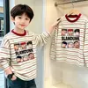 Camiseta básica de rayas para niño, nuevo modelo primavera y otoño 2026, camiseta de manga larga 100% algodón para niños, camiseta interior para niños mayores, camiseta de moda estilo callejero