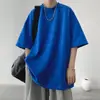Camiseta de algodón gruesa para estudiante con hombros caídos color liso holgada para hombre verano casual para correr absorbente de sudor manga corta baloncesto media manga