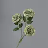 Rosa de Tres Cabezas, Rosa Redonda Nueva, Flor Artificial para Boda, Decoración de Techo, Material de Flor Artificial, Flor Artificial Multicolor Transfronteriza