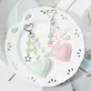 Estilo Miu Doce e Fresco Couro Multicolorido Formato de Coração Morango Imitação Pérola Tulipa Estrela Chaveiro Pingente de Bolsa