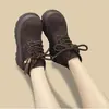 Zapatos de Tobillo de Suela Gruesa de Estilo Retro Británico con Borlas, Cordones, Cómodos, Suela Suave, Versátiles, Mate, Nuevos para Primavera/Otoño 2026
