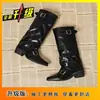 Botas de salto alto grossas estilo retrô coreano para mulheres, novo modelo outono e inverno 2026, versátil com fivela de metal e bico redondo