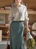 Camisa Listrada Colorida Retro Francesa Manga Longa Feminina Primavera 2025 Nova Blusa Slim