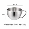 Taza de café de acero inoxidable 304 de doble capa con asa, taza aislada con asa plegable, adecuada para el hogar, restaurante, hotel, venta al por mayor y pedidos personalizados