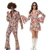 Disfraz de Halloween 7080s Retro Hip Hop Rock Disco Disfraz de Actuación Carnaval Hippie Mayoreo