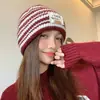 Gorro de Punto Holgado Cálido Versátil Estilo Coreano Moda Otoño e Invierno para Mujer Circunferencia de Cabeza Grande Adelgazante