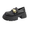 Zapatos de cuero para mujer estilo británico de punta cuadrada y suela gruesa, nuevos mocasines de otoño 2026 estilo vintage sin cordones con tacón grueso, zapatos de vestir de suela gruesa