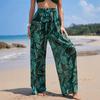 Pantalones Rectos Transfronterizos Europeos y Americanos de Amazon Estampado de Hojas Cintura Elástica Malla Secado Rápido Pantalones de Playa para Surf en la Costa
