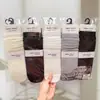 Nuevo Estilo Otoño e Invierno para Mujer: Calcetines holgados estilo Old Money, Calcetines altos, Calcetines holgados de encaje de color liso, Calcetines con separación de dedos para mujer