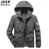 Chaqueta con capucha para trabajo transfronterizo para hombre con terciopelo grueso, otoño invierno, holgada, multibolsillos, ropa de invierno para papá de mediana edad