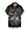 Comércio exterior 2024 estampa legal fofa de tubarão com impressão 3D camisa masculina casual de rua masculina