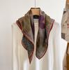Bufanda Cuadrada de Seda y Lana de Nuevo Estilo Otoño e Invierno 2026 para Mujer, Bufanda de Doble Cara, Chal de Lana y Seda con Patrón de Espiga, Bufanda Cálida