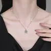 Collar de Plata de Ley S925 en Forma de Corazón para Niñas Dulce Moda Ins Estilo Pequeño Fragancia Cadena para Clavícula de 1 Quilate Moissanita Venta al por Mayor