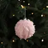 Nuevas Pestañas de Bola de Espuma de Peluche Rosa Bola de Navidad Adornos Colgantes para Árbol de Navidad Arreglo de Atmósfera Accesorios de Bricolaje