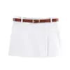 Moda Feminina Casual Versátil Outono Novo Estilo Europeu e Americano Saia Shorts com Cinto Dupla Face