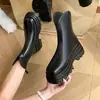 Botas de Moda Estilo Británico para Mujer Primavera Otoño Botines Individuales Plataforma Pequeña Suela Gruesa Tacón que Aumenta la Altura Corte en V Adelgazantes Botines Chelsea para Tobillo