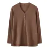 Otoño Nuevo Punto de Lana con Cuello Semiabierto para Mujer Holgado Estilo Coreano Delgado Perezoso Talla Grande Camiseta Base de Punto de Manga Larga