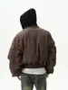 Fornecimento direto da fábrica primavera retrô americano falso dois PU jaqueta bomber curta masculina bonita jaqueta de alta qualidade moda