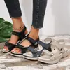 Nuevas sandalias casuales de talla grande para mujer para comercio exterior 2026, estilo deportivo, con correas de velcro, diseño de una sola tira y apertura de boca de pez