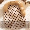 Canil para Cachorro Almofada de Pelúcia em Forma de U Marrom com Bolinhas Marrons Espessada e Elevada Protetor de Pescoço Espaço Grande Aberto Canil para Filhote Pet