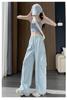 Pantalones de paracaídas de cintura tridimensional color albaricoque para mujer, primavera y verano, de cintura alta, casuales, de secado rápido, pantalones de paracaídas, pantalones deportivos de montaña para exteriores
