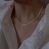 Collar de Plata Esterlina S925 Diamante Cuadrado Perla de Agua Dulce para Mujer Ins Francés Retro Nicho Alta Gama Cadena Clavícula Barroca
