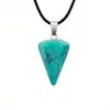 Venta Caliente Transfronteriza de Amazon Collar de Cristal Natural de Amatista Fluorita Ágata Colgante de Péndulo Cónico Facetado Joyería