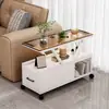 Mueble lateral de sofá, mueble lateral de sala de estar, mesita lateral para apartamento pequeño, carrito pequeño, mesa de centro simple, mesa de té de lujo ligero, mesa pequeña móvil
