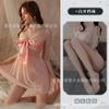 Bata de Noche Sexy Talla Extra Grande, Ropa de Dormir sin Espalda de Encaje con Aros que Realza Bustos Pequeños, Atractivo Diseño de Moño