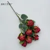7 Rosas de Flocos de Neve Pequenas Individuais com Bordas Queimadas, Rosas Retrô, Adereços de Fotografia, Fundo Falso, Flores de Seda Florais para Sala de Estar