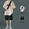 Camiseta de Verano para Hombre, Corte Holgado, Marca de Moda, Cuello Redondo, Manga Corta, Combinada con Conjunto Fresco de Shorts de Manga Corta para Verano, Versátil para Hombre