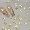 X41 novo dourado 26 letras em inglês joias para unhas atacado simples tridimensional liga metálica diy decoração de unhas